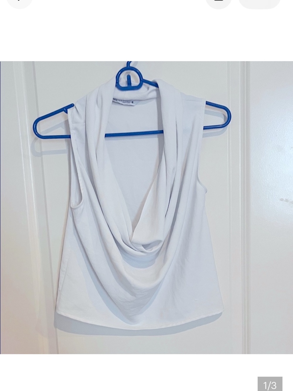 Zara White Cowl Neck Sleeveless Tank